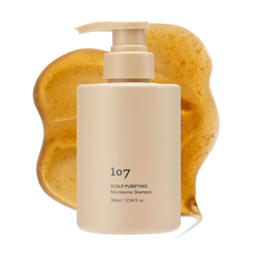 107 Clarifying Shampoo bottle front shows detox formula for refreshed scalp