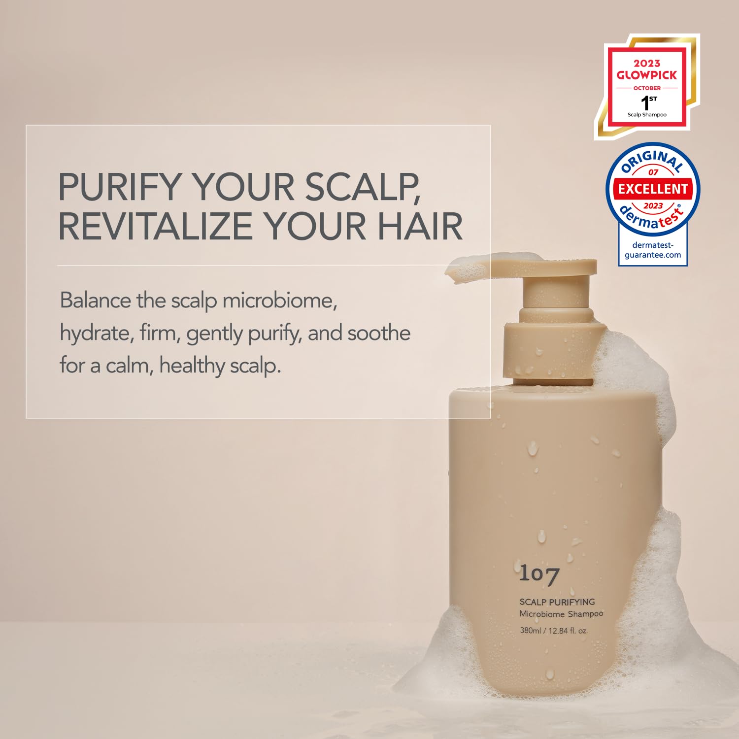 107 Clarifying Shampoo label closeup highlights fermented vinegar benefits