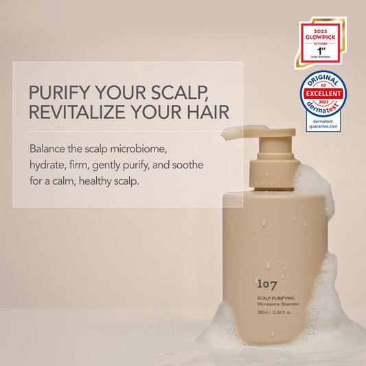 107 Clarifying Shampoo label closeup highlights fermented vinegar benefits