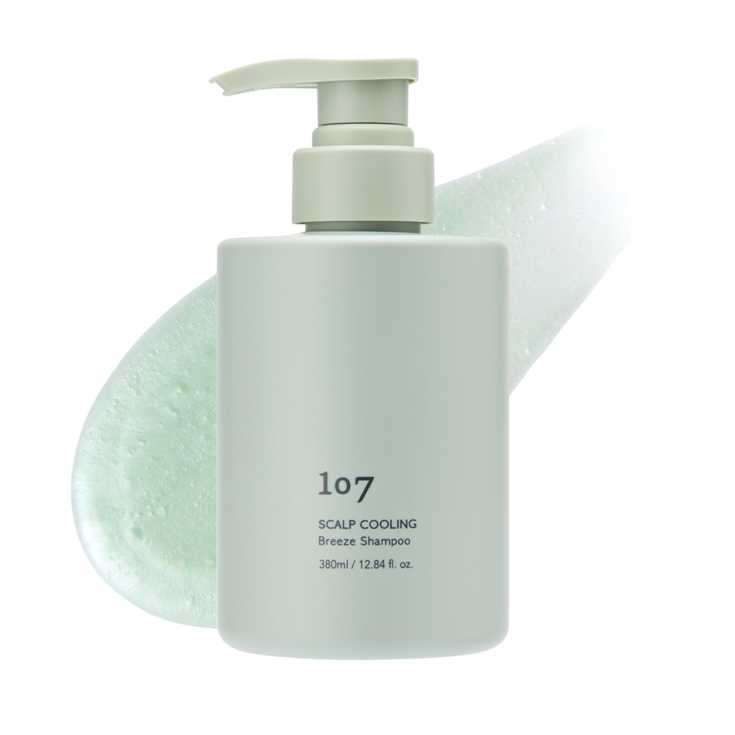 107 Scalp Cooling Breeze Shampoo bottle close-up reveals refreshing label