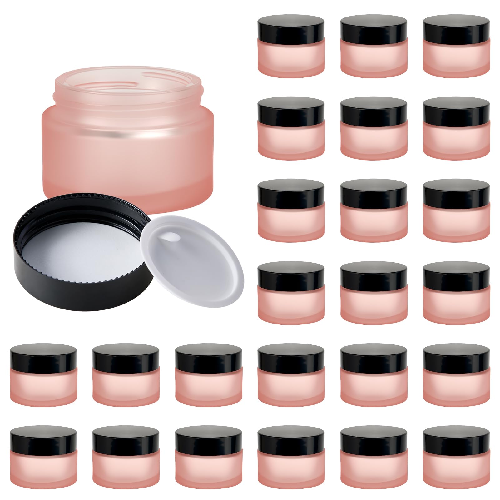 11 Hoa Kinh 1oz pink frosted glass jar with lid for travel storage of creams