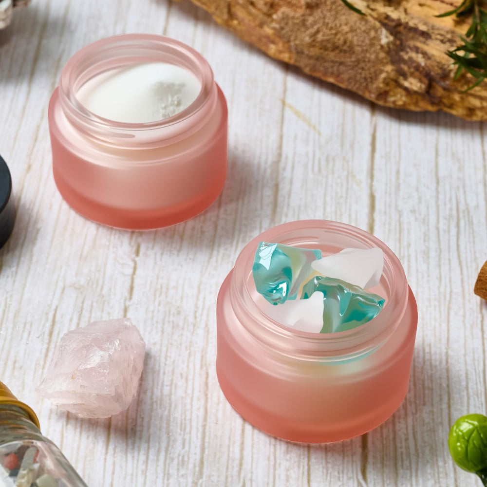 11 Hoa Kinh 25-pack pink frosted jars with inner liners for DIY cosmetics
