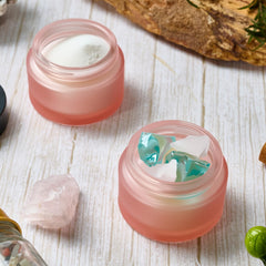 11 Hoa Kinh 25-pack pink frosted jars with inner liners for DIY cosmetics