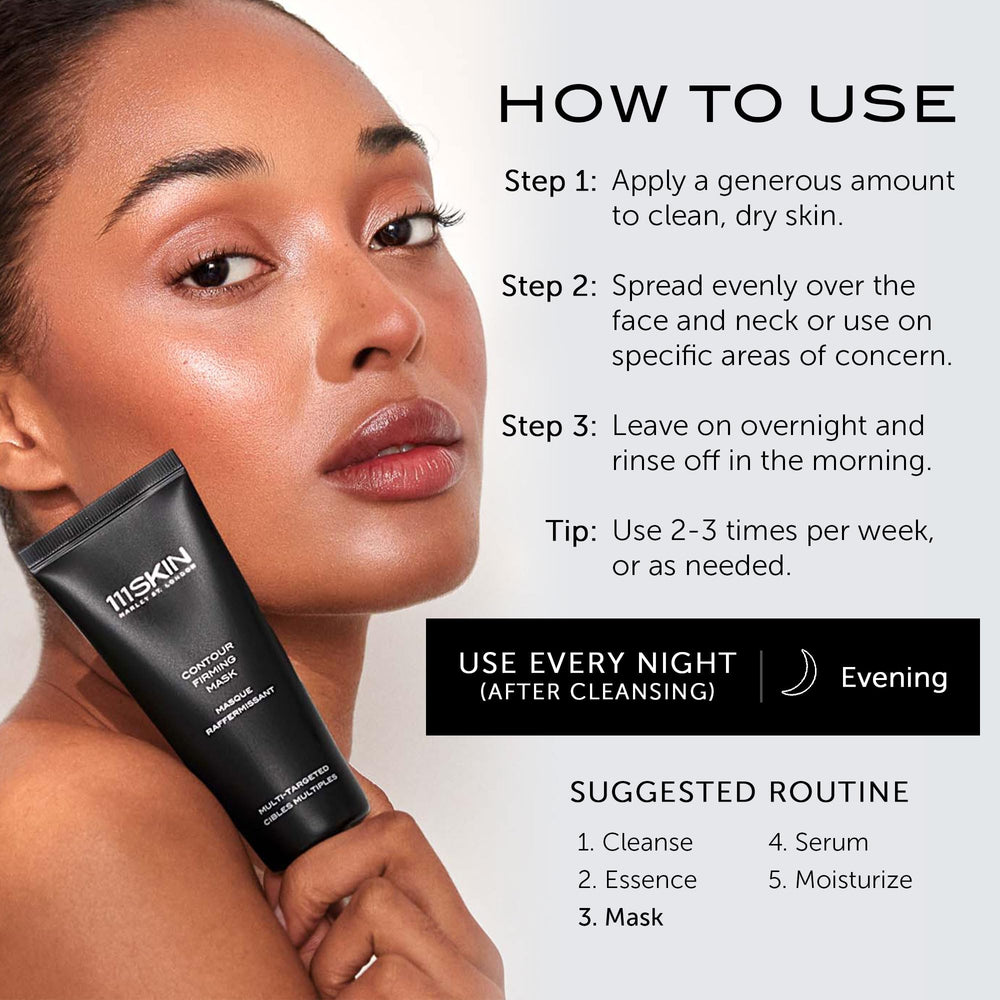 111SKIN Black Diamond Contour Firming Mask night routine demonstrates overnight renewal
