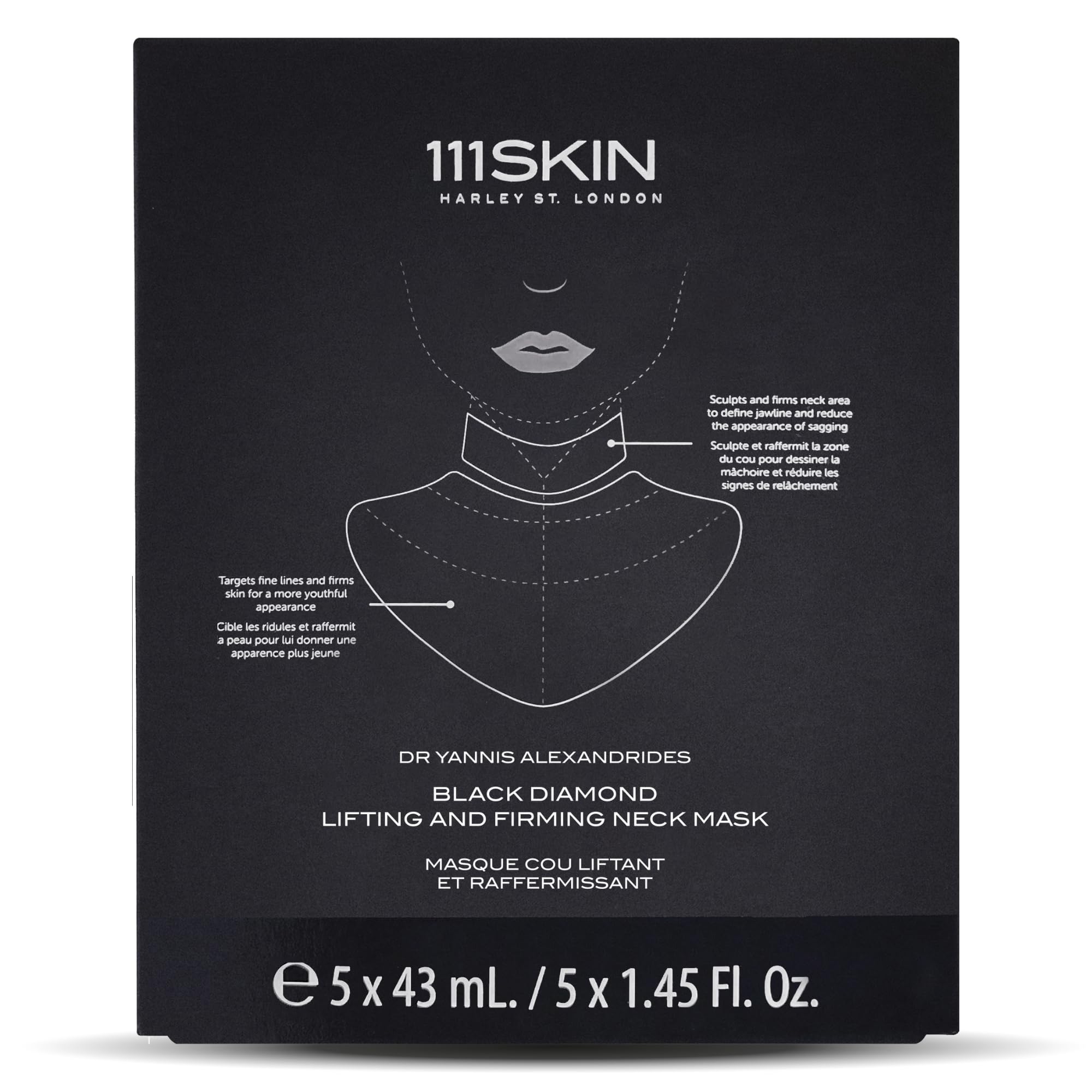 111SKIN Black Diamond neck mask packaging shows premium hydrogel material for hydration