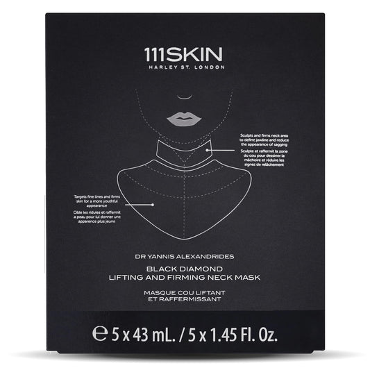 111SKIN Black Diamond neck mask packaging shows premium hydrogel material for hydration
