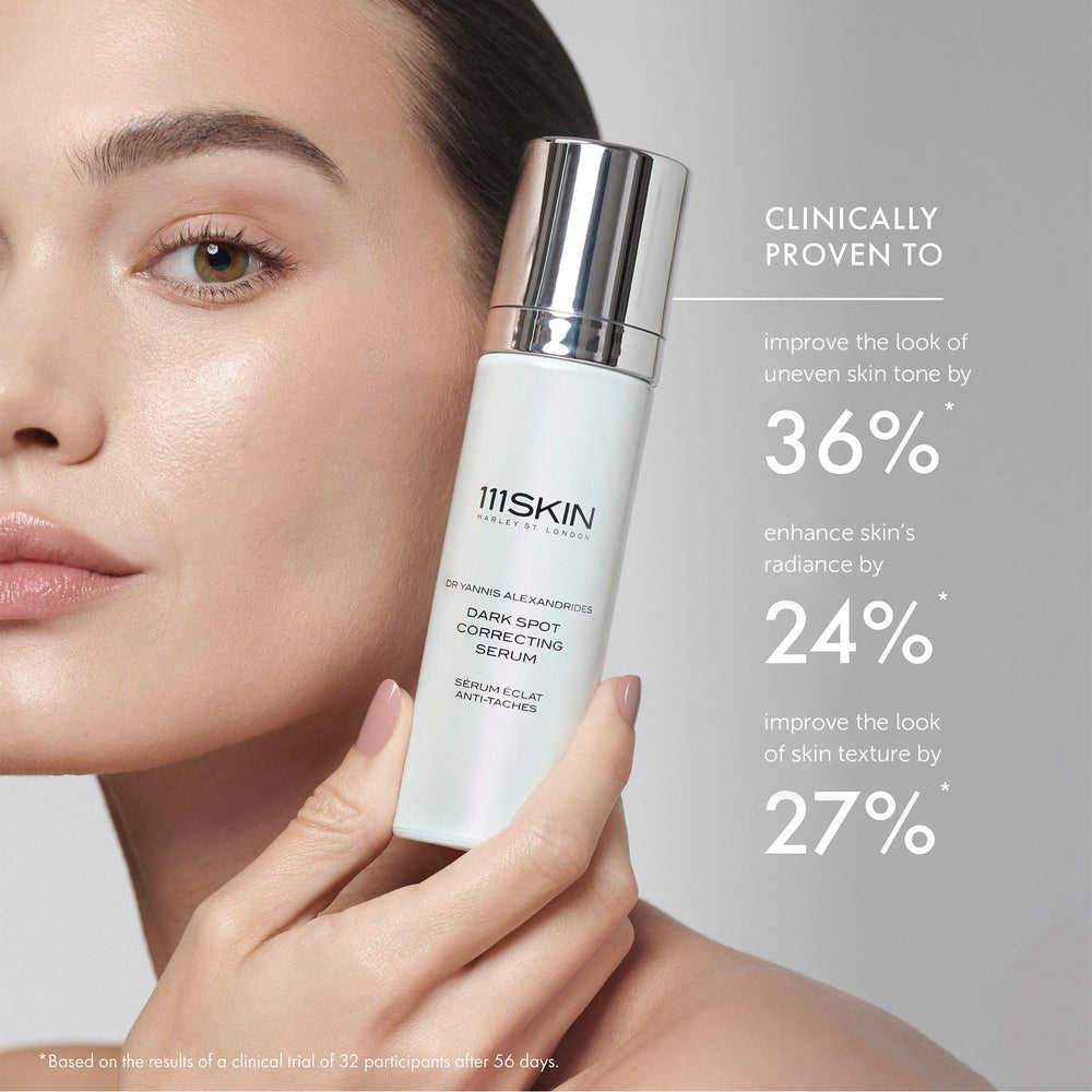 111SKIN dark spot serum pump close-up showing sleek dispensing