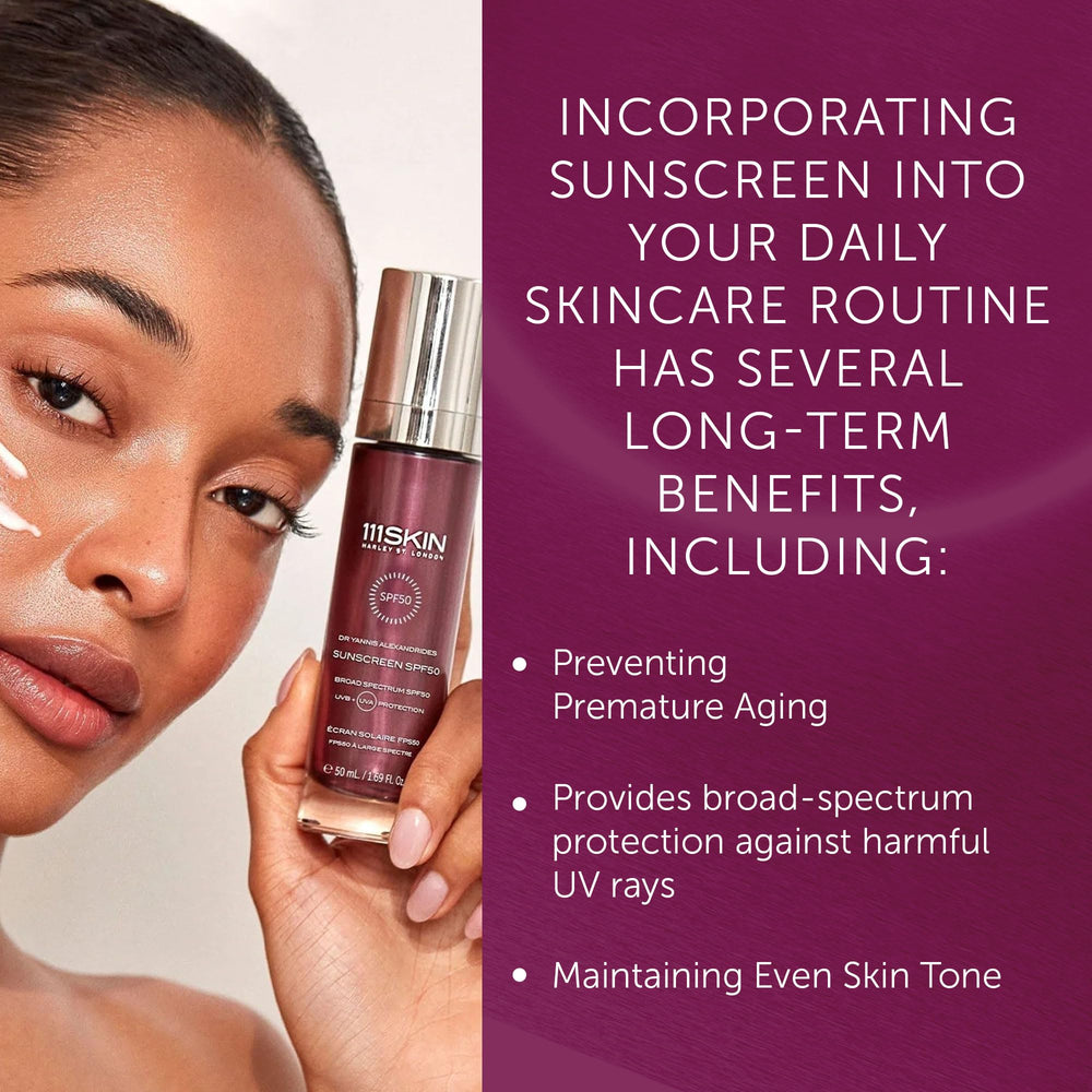 111SKIN sunscreen packaging box highlights vegan, cruelty-free formulation