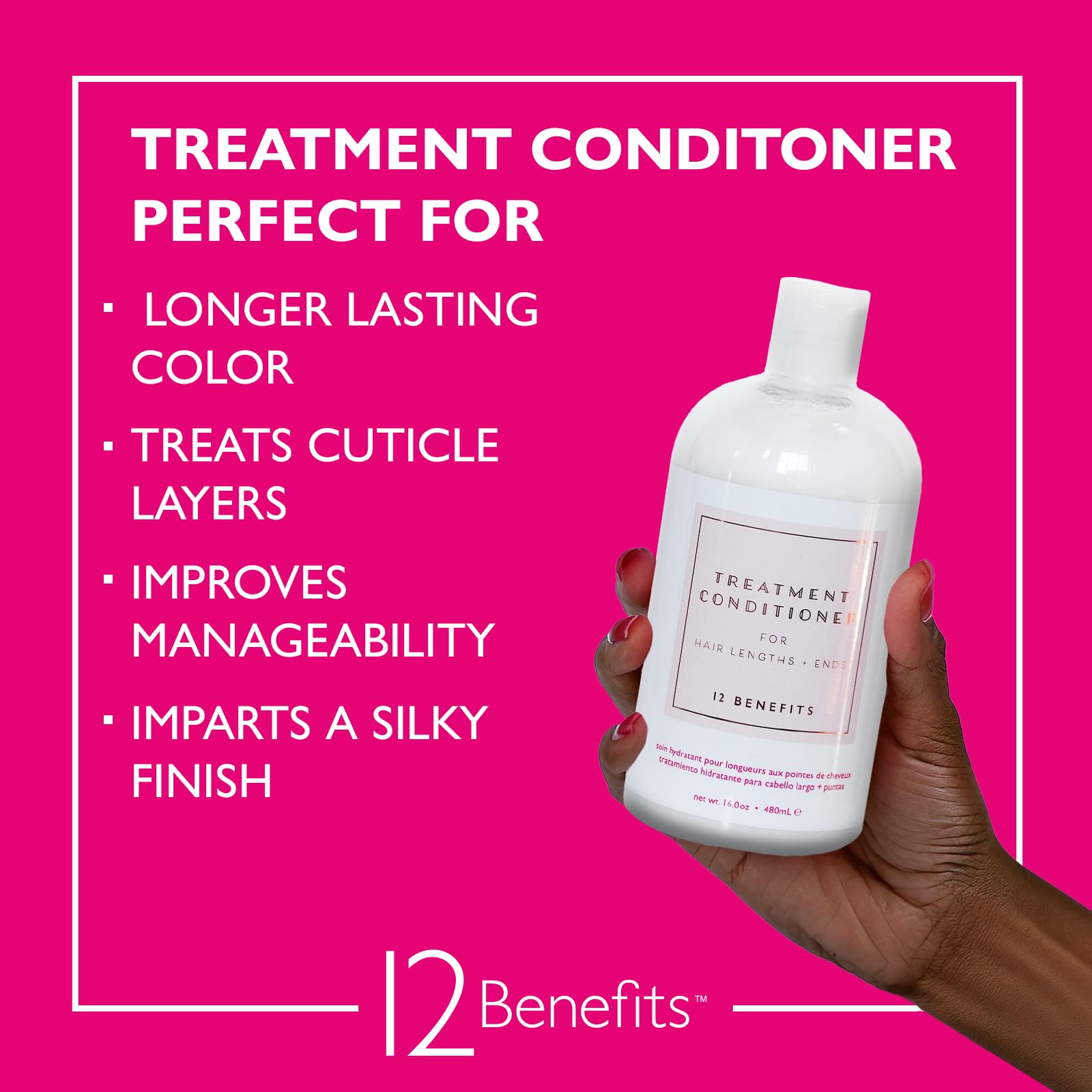 12 Benefits argan avocado marula grapeseed oil blend adds moisture and natural shine.