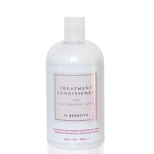 12 Benefits bottle pour demonstrating sulfate-free hydration for daily hair care.