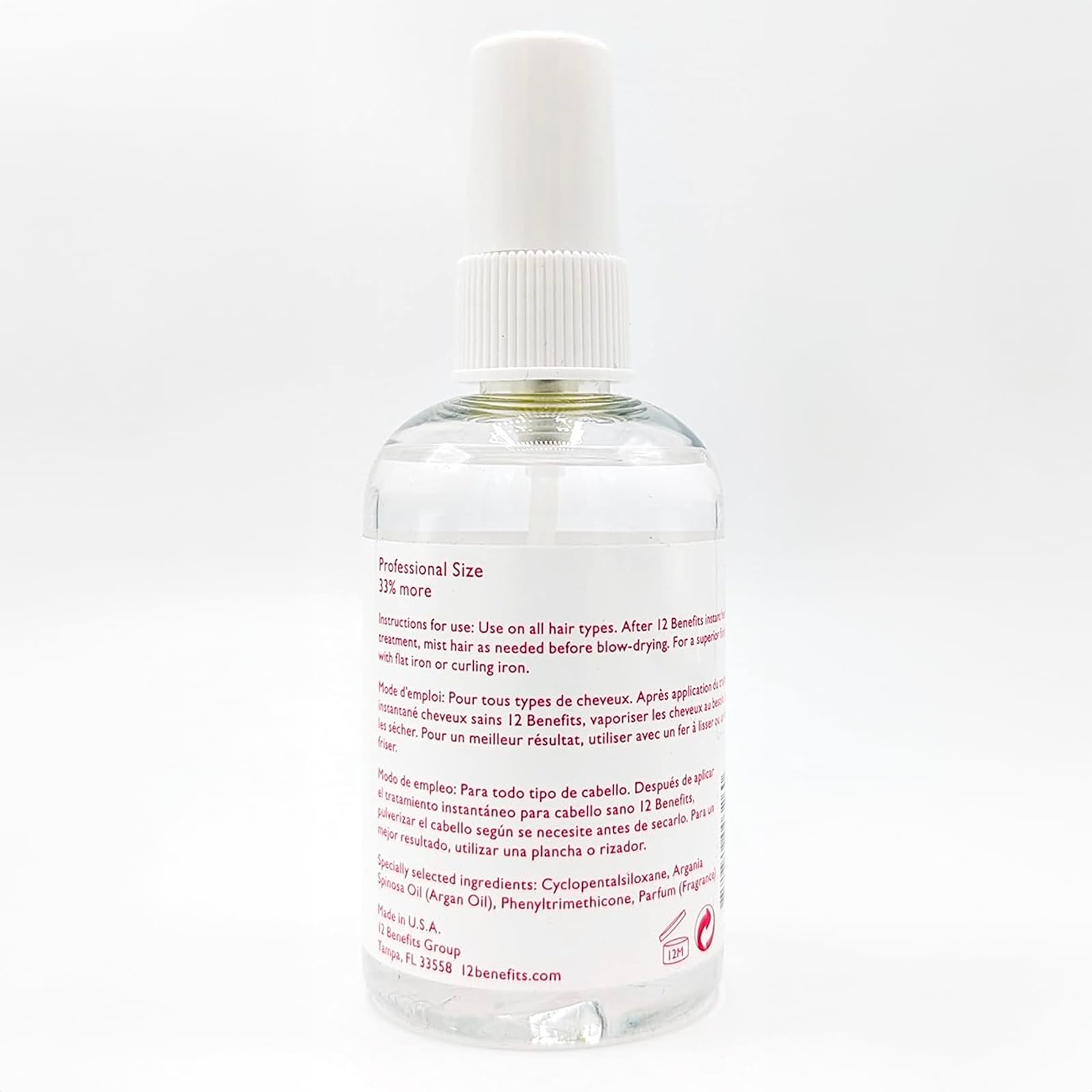 Travel-size 12 Benefits Rapid Blowout Argan Oil Spray for daily use