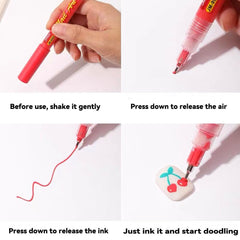 12 Colors Nail Art Pens Set application demo showing quick-dry ink