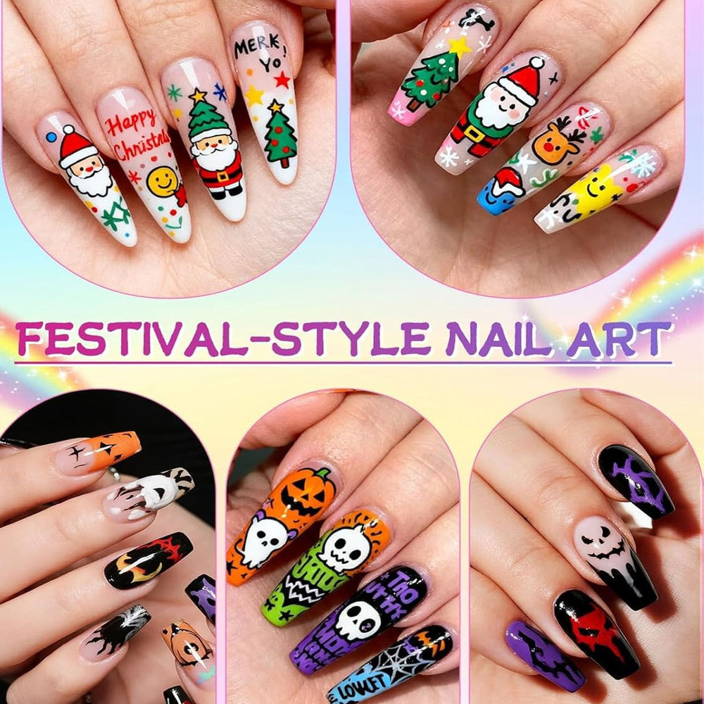 12 Colors Nail Art Pens Set tip closeup shows ultra-fine 0.5mm tip