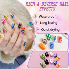 12 Color Nail Art Pens 3D fine tip for dimensional nail art.