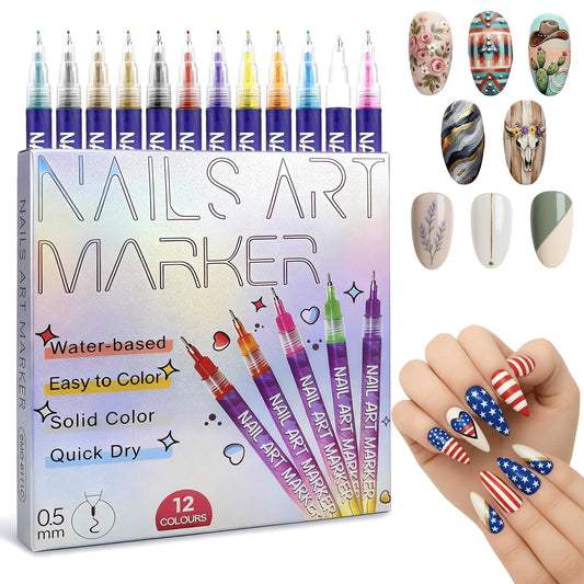 12Colors Nail Art Pens Set packaging highlight vibrant at-a-glance kit for at-home creativity