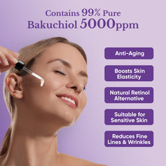1HEROLABS Bakuchiol Serum ingredients label highlighting botanical extracts and vitamin E.