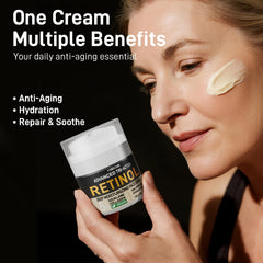 1HEROLABS Retinol Moisturizer jar swatch demonstrates hydrating, non-greasy feel.