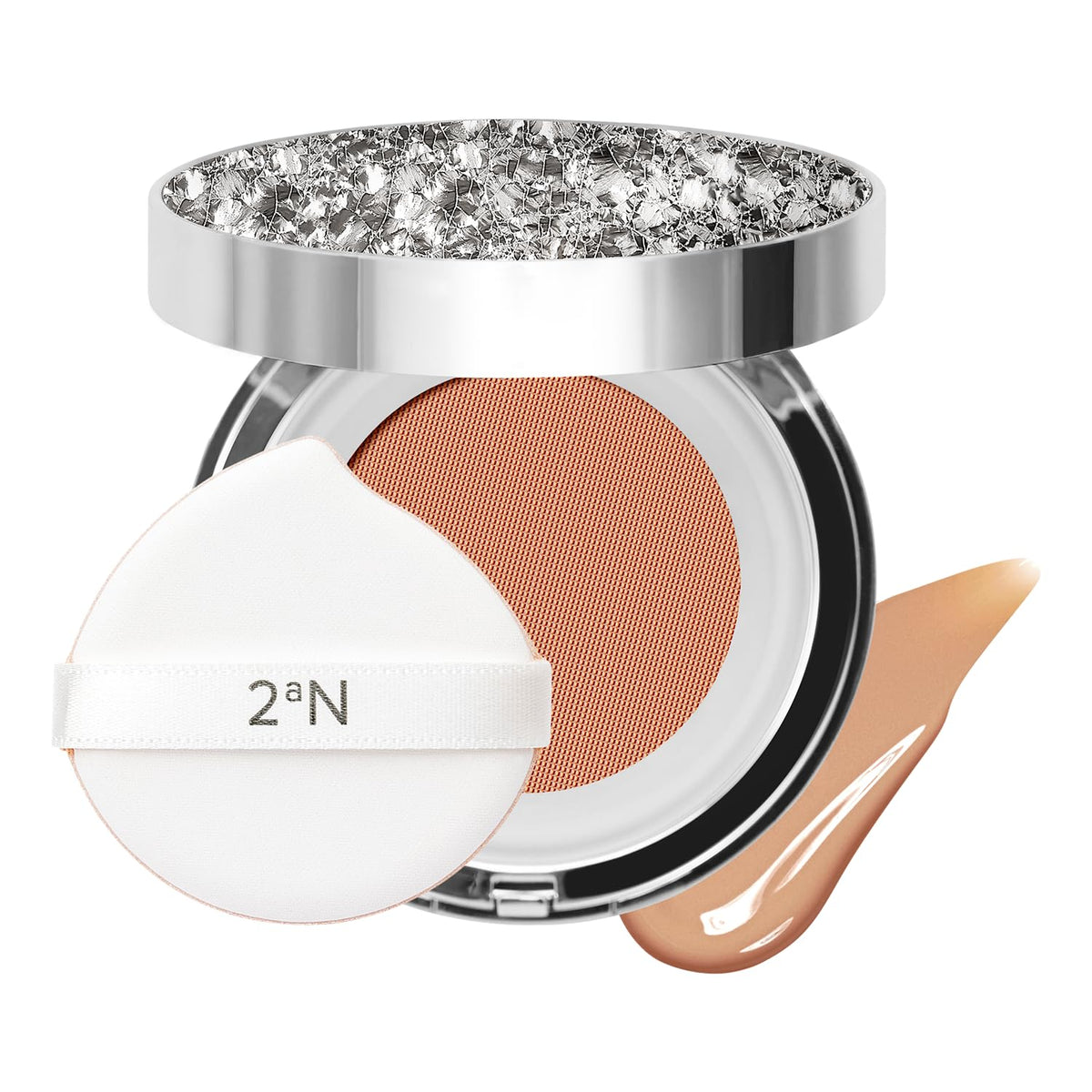 2aN Gleaming Tension Cushion Pact close-up reveals creamy texture for radiant coverage.