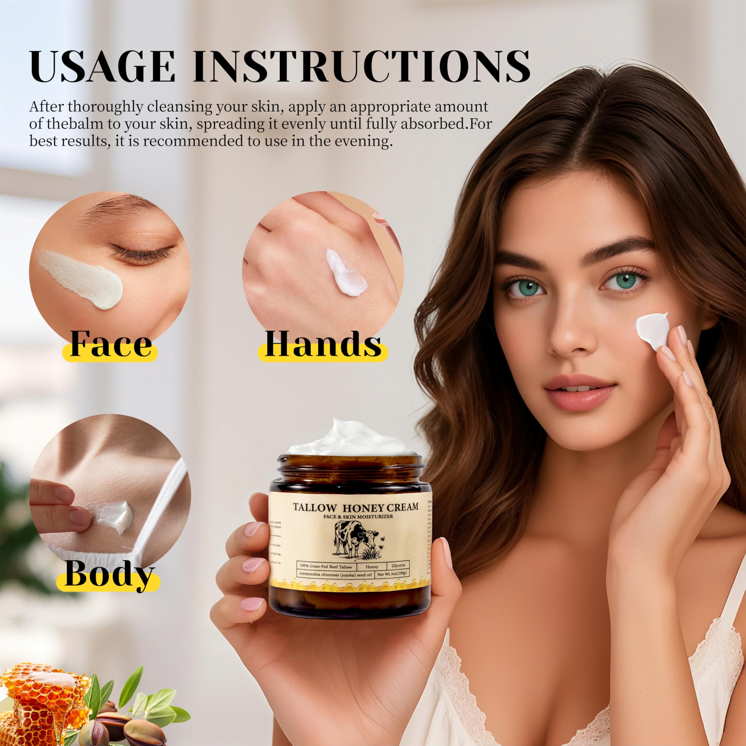 2Bmagic ingredients highlight grass-fed tallow and raw honey for skin nourishment.