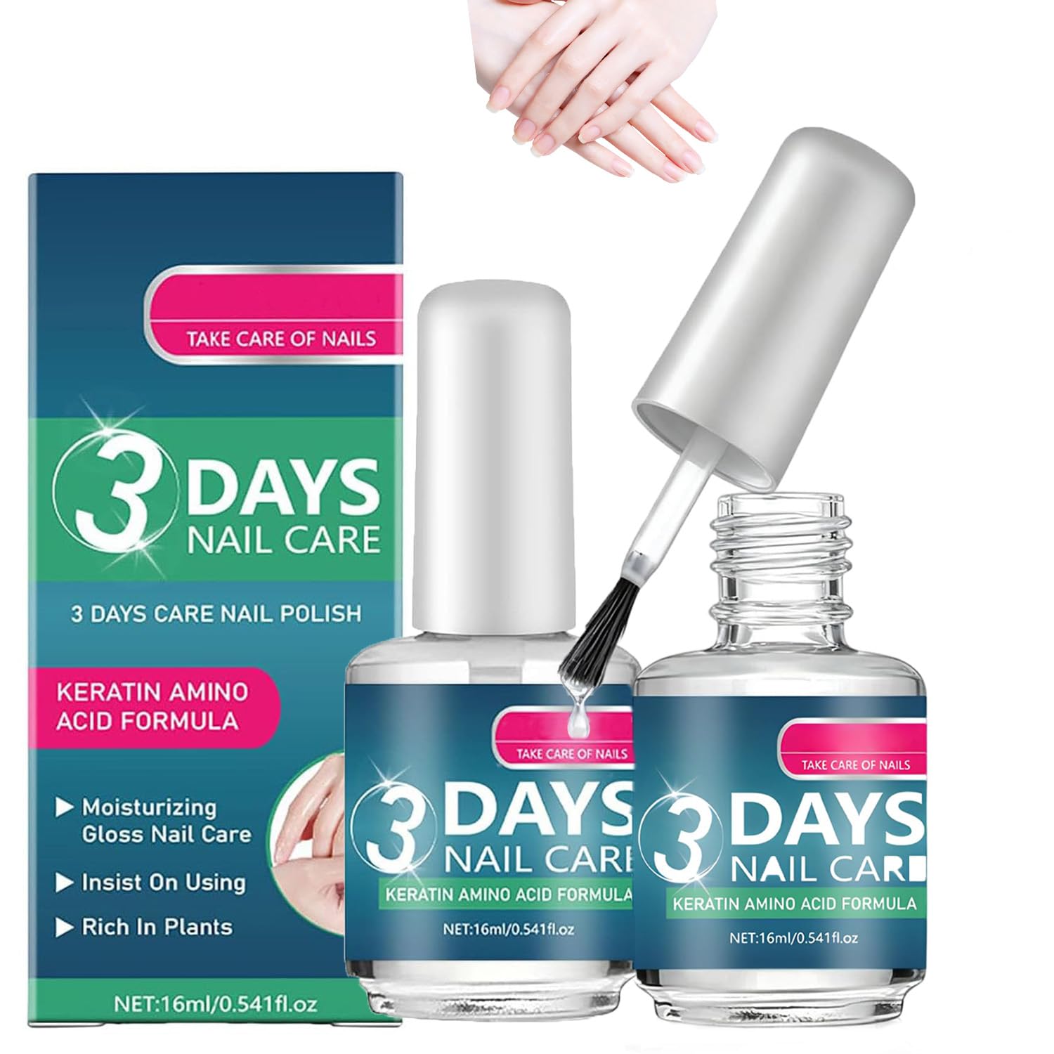 2Pacs 3 Days Nail Care bottle front showing compact hydration for nails