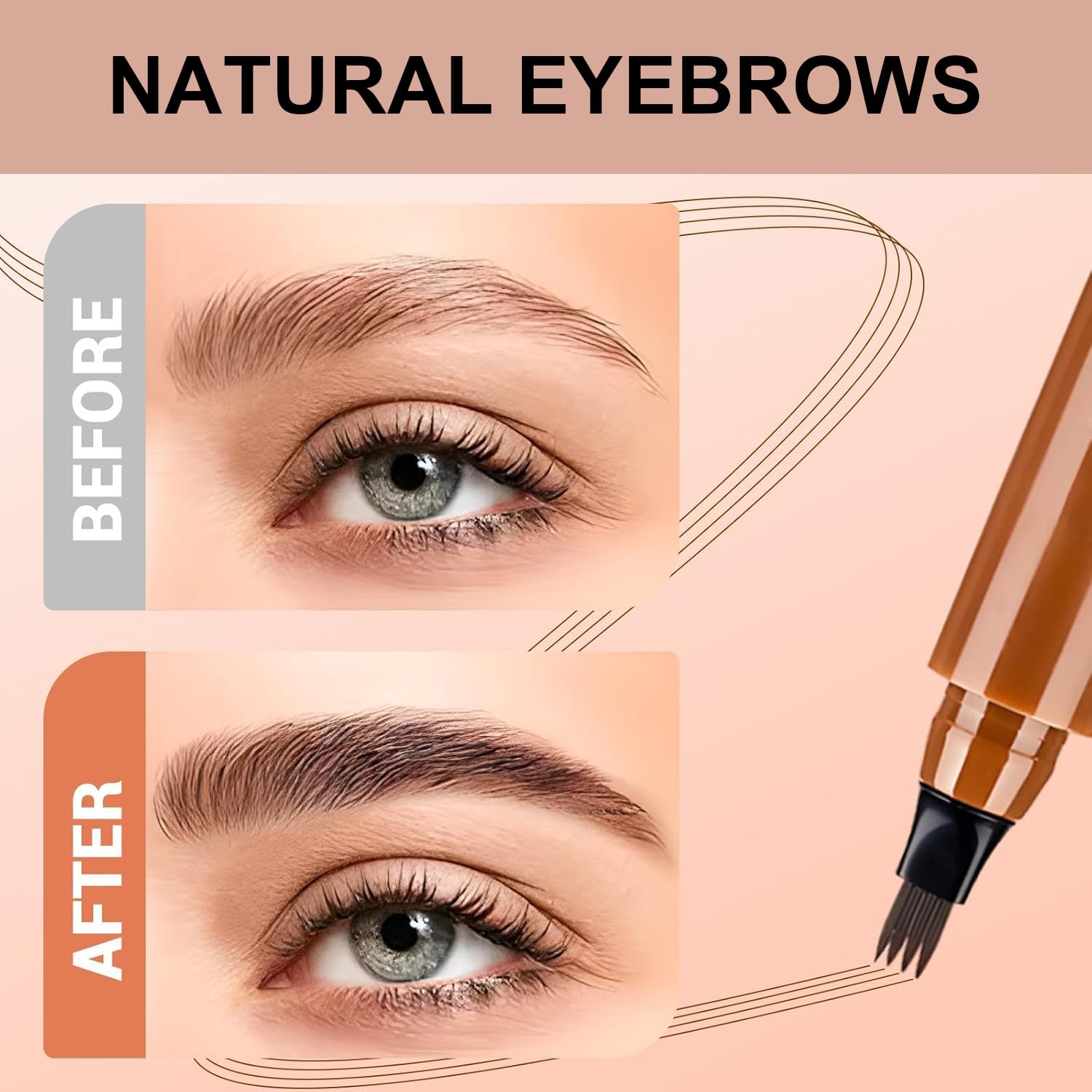 2PC Microblading Eyebrow Pencil with 4-tip micro-fork for natural filling