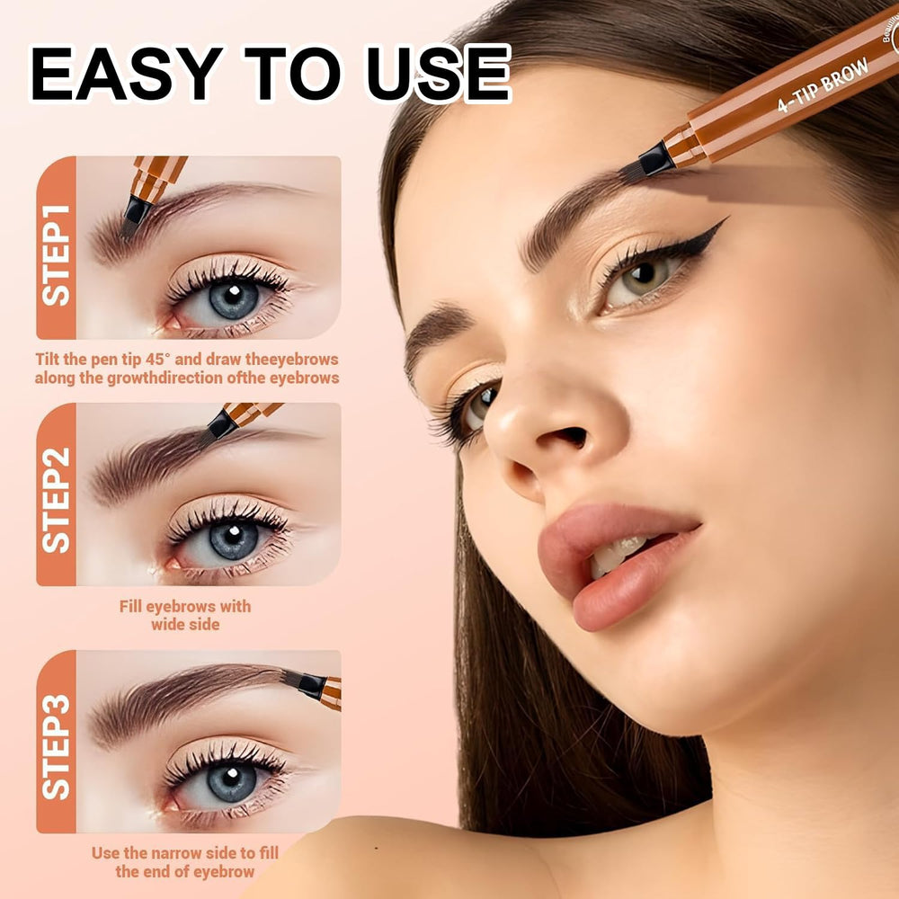 2PC Microblading Eyebrow Pencil waterproof feature shown during daily wear