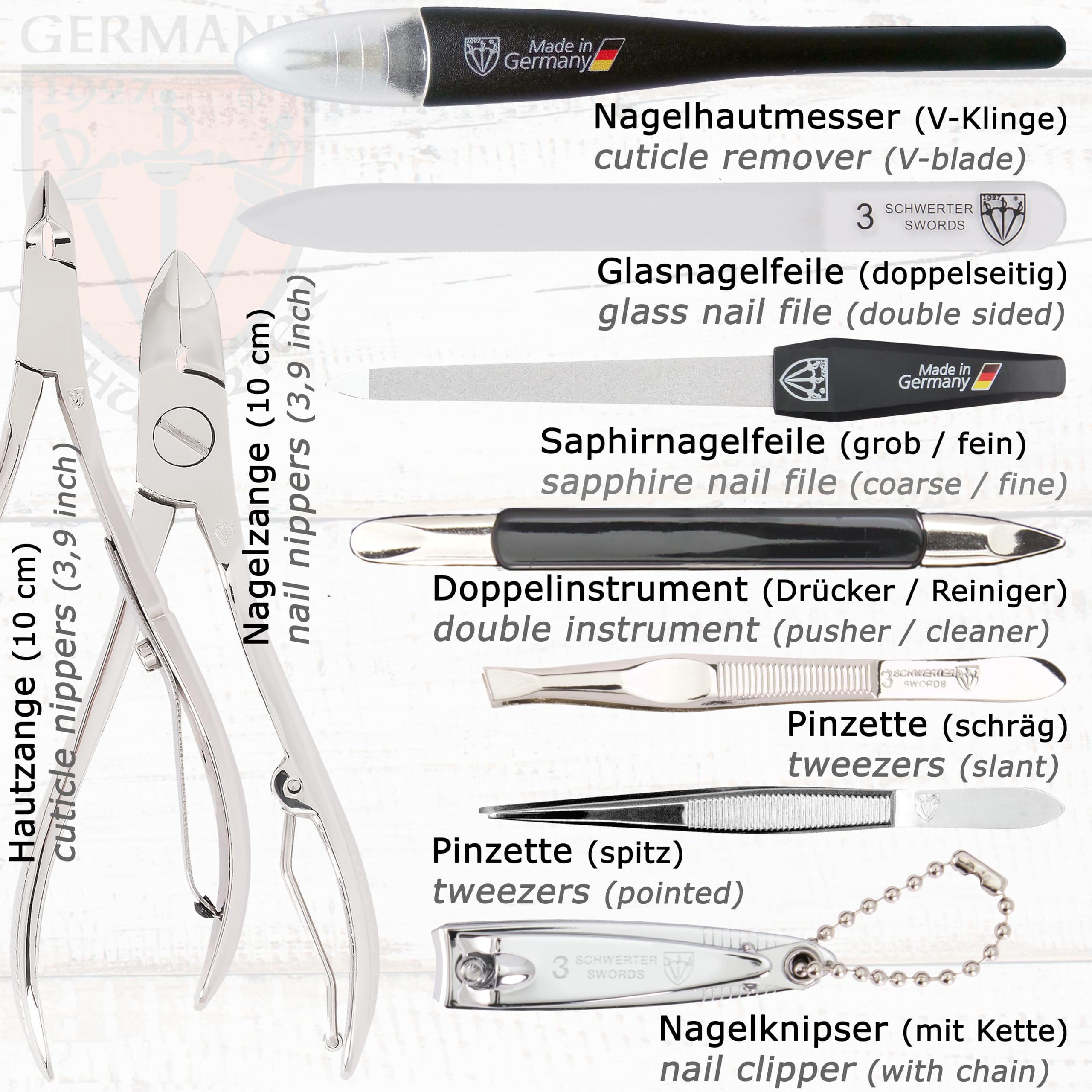 3 Swords Germany cuticle nippers for clean, precise trimming.