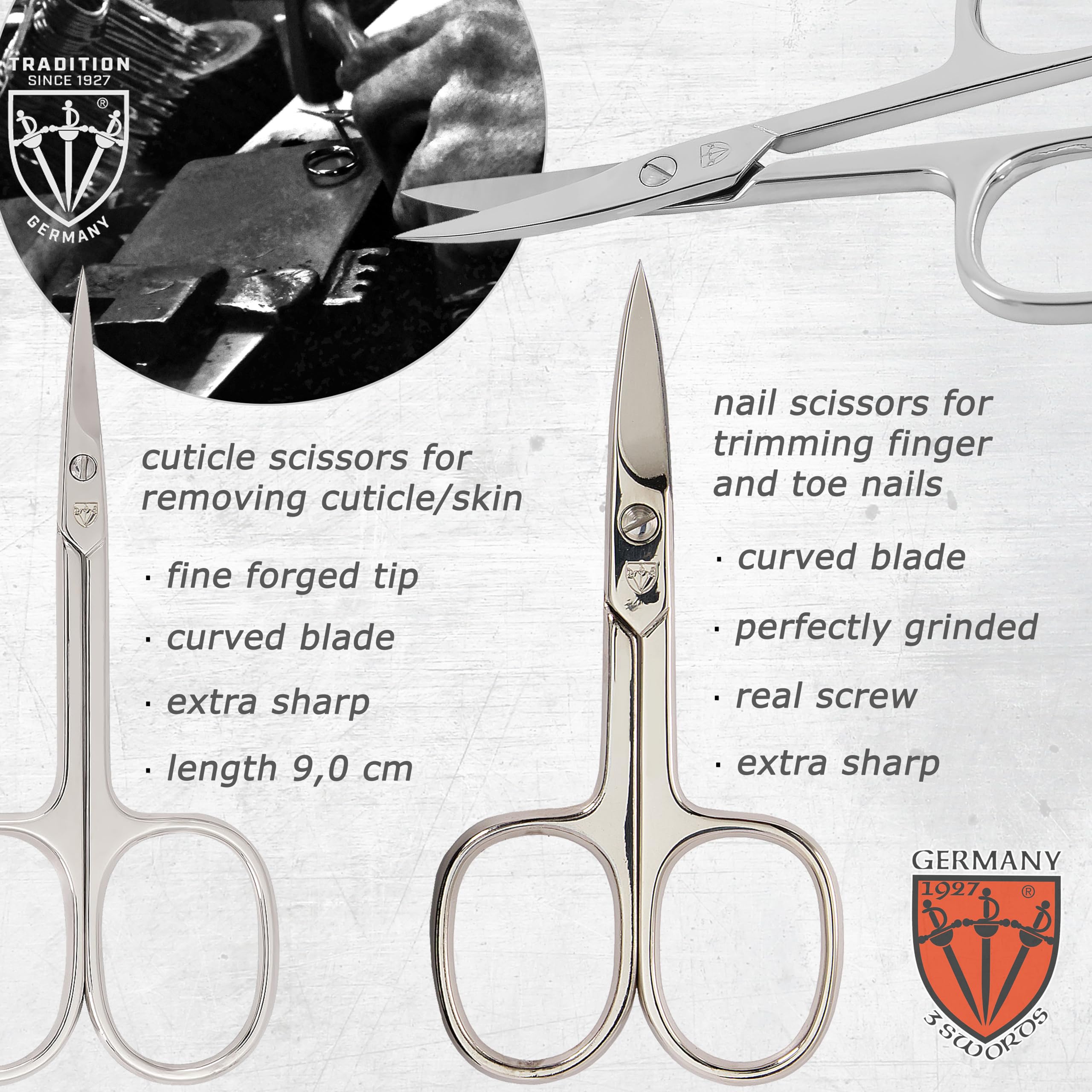 3 Swords Germany cuticle scissors for precise trimming and neat nails.
