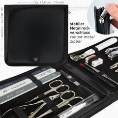 3 Swords Germany fashion black leather travel case for grooming on the go