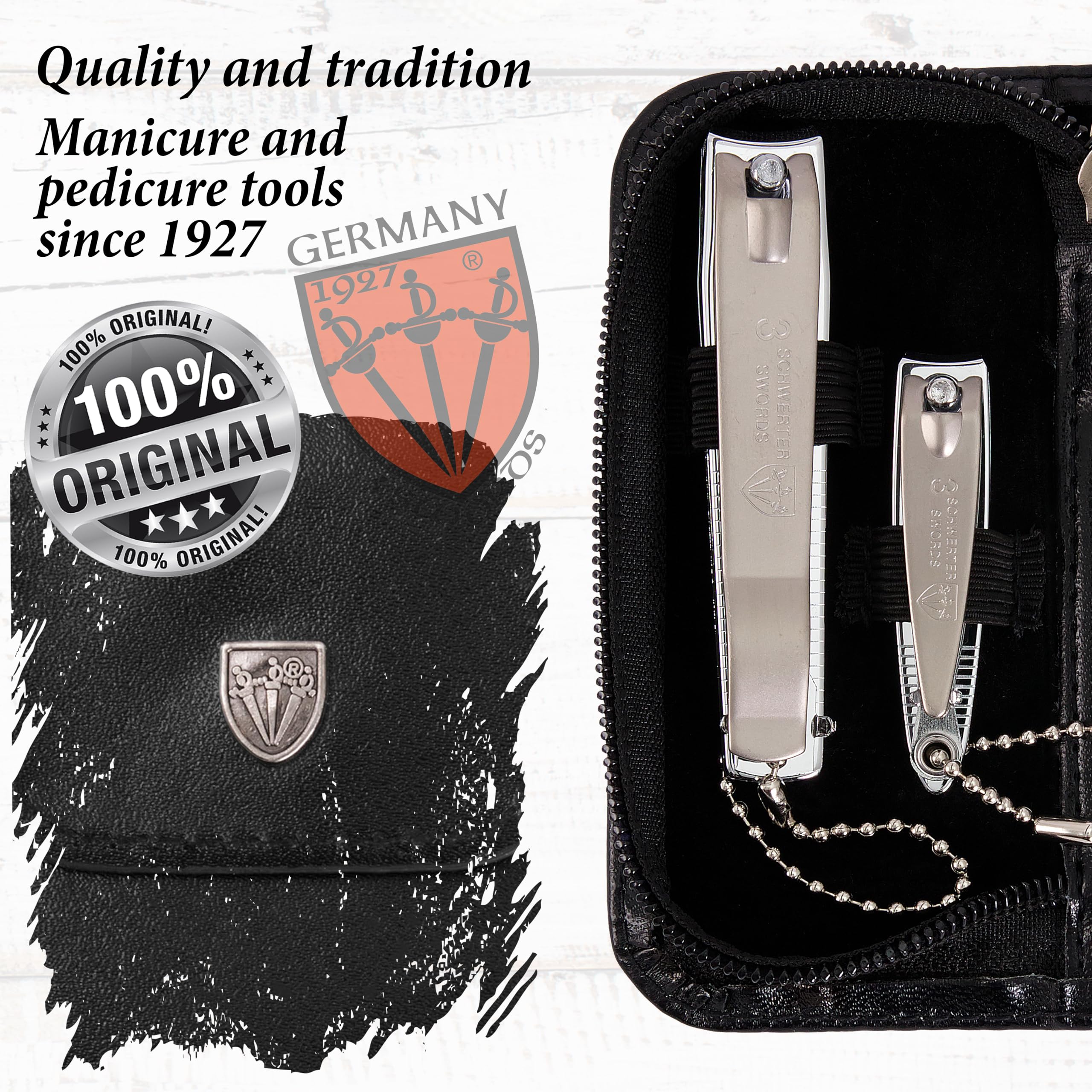 3 Swords Germany genuine black leather case, compact and elegant
