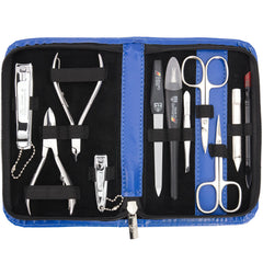 3 Swords Germany manicure kit in blue leather case for elegant storage