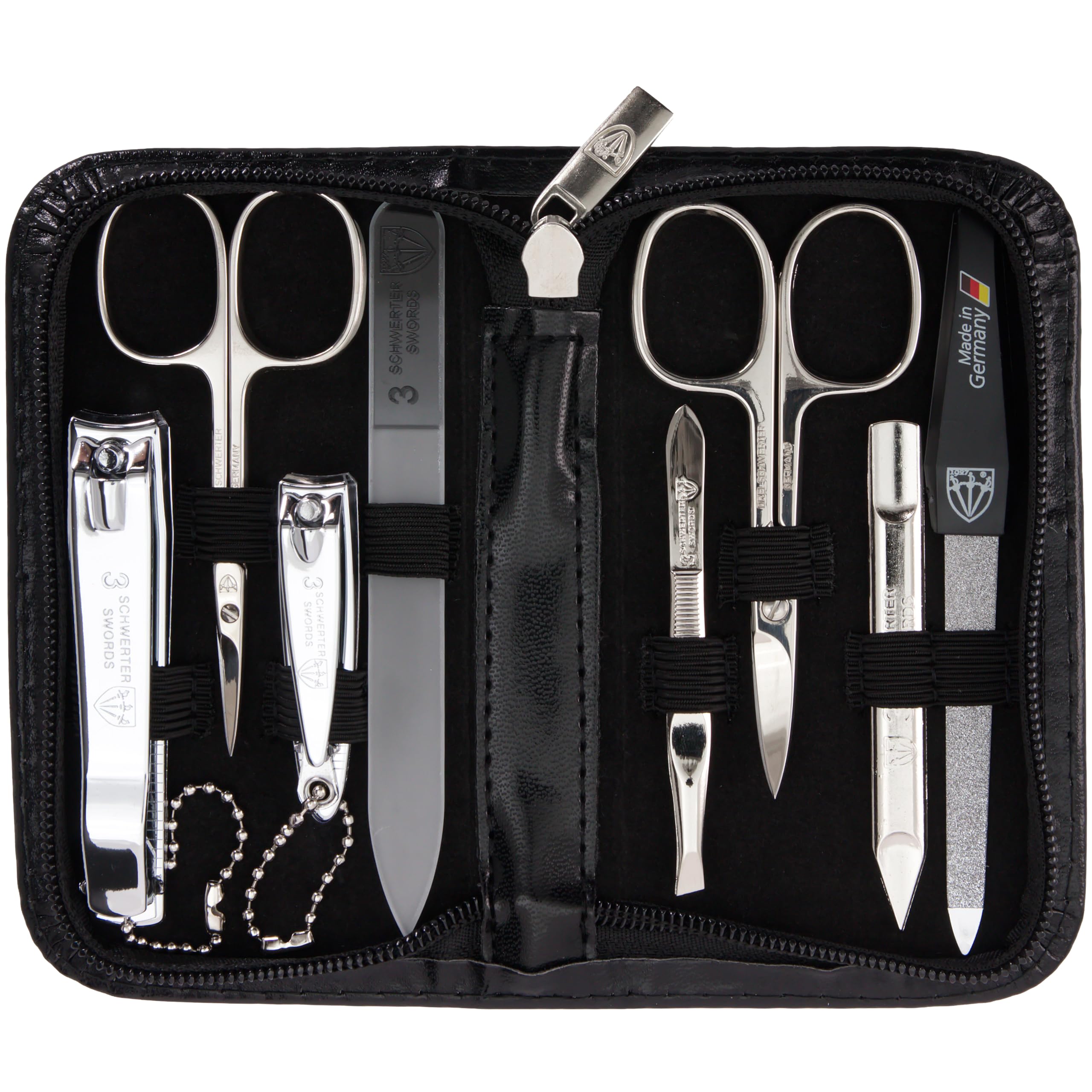 3 Swords Germany nail care kit case black with organized travel and home grooming benefits