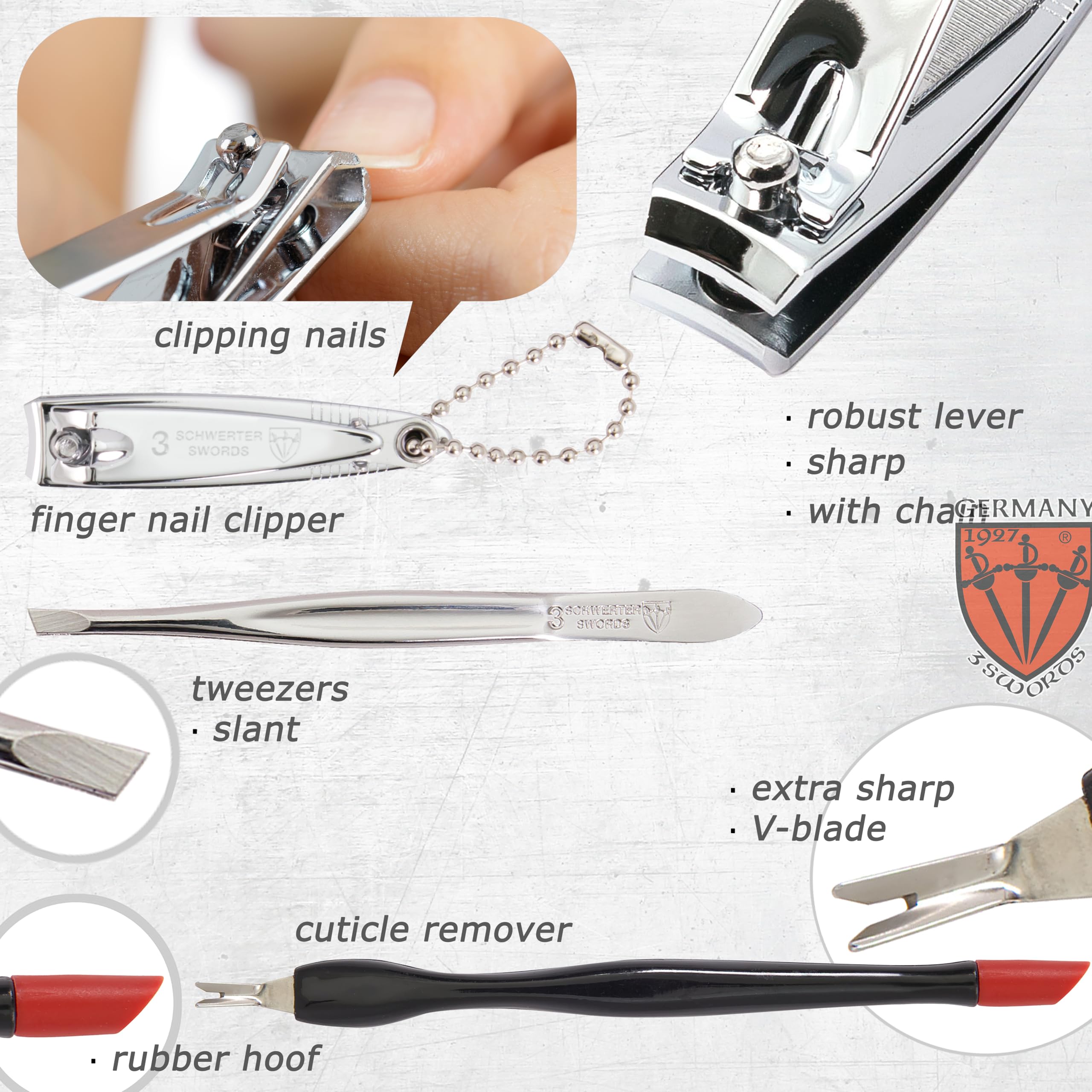 3 Swords Germany nail nipper for firm fingertip trimming.