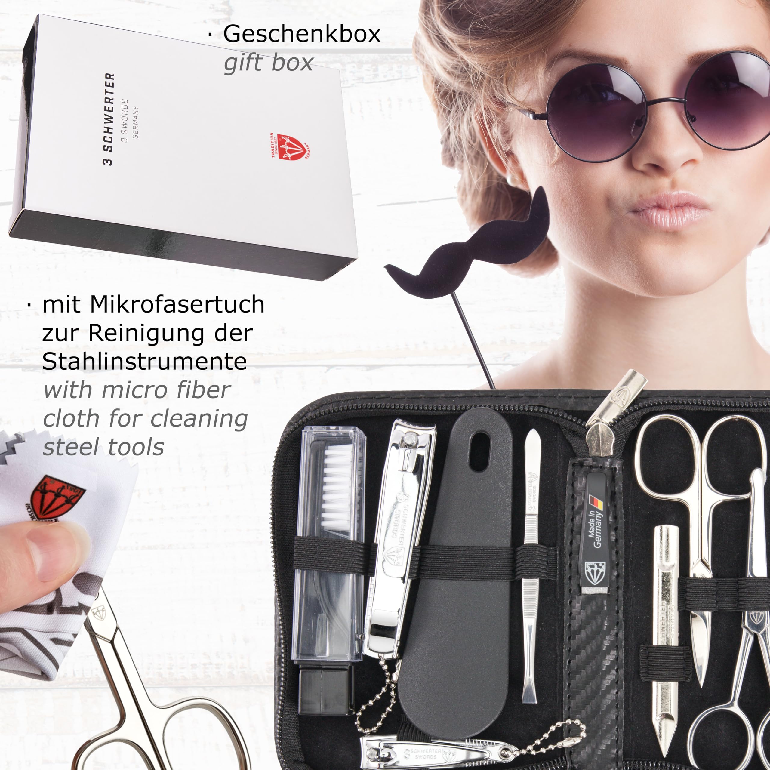 3 Swords Germany nose hair scissors safe trimming in a travel kit