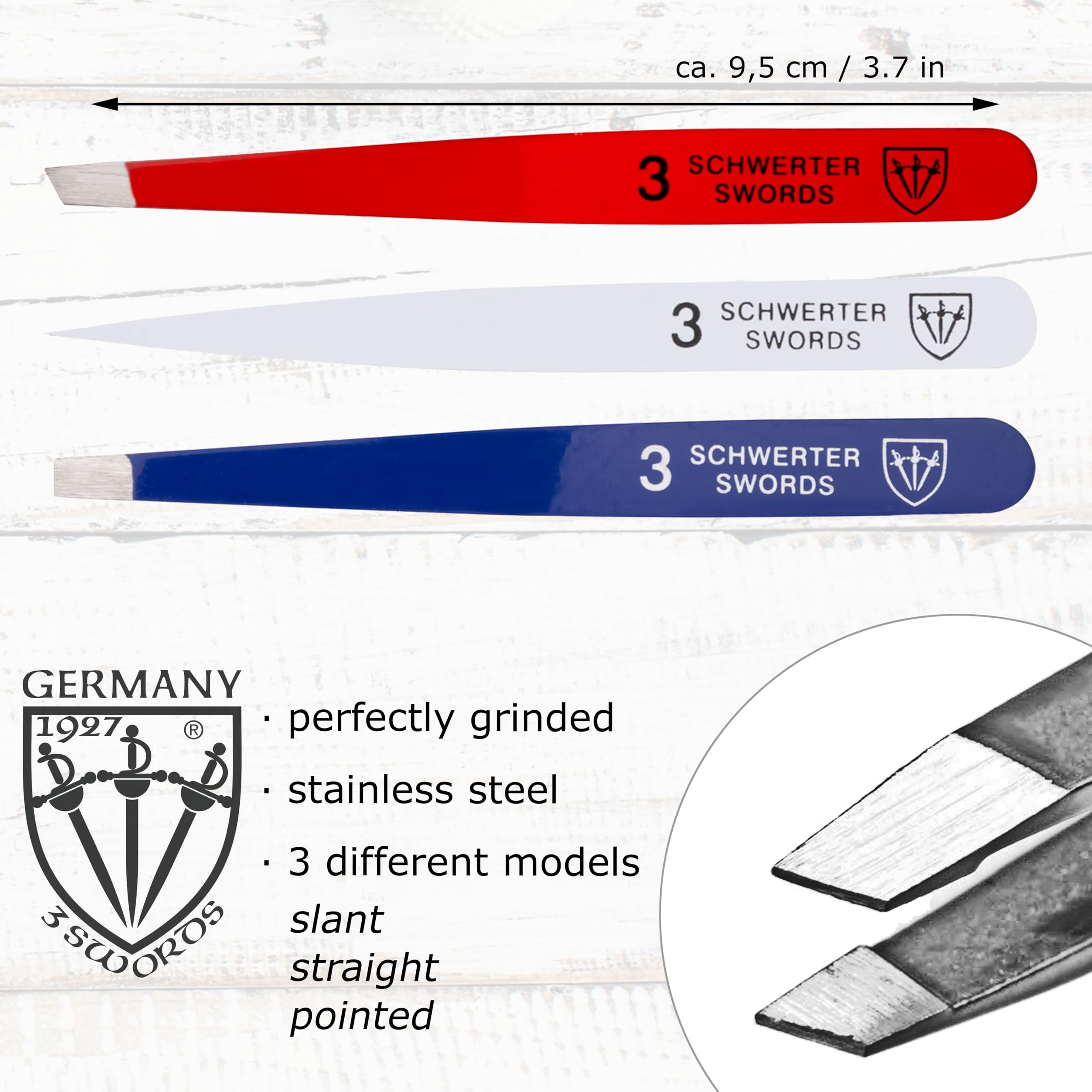3 Swords Germany precision tweezers with straight tip for safe hair removal