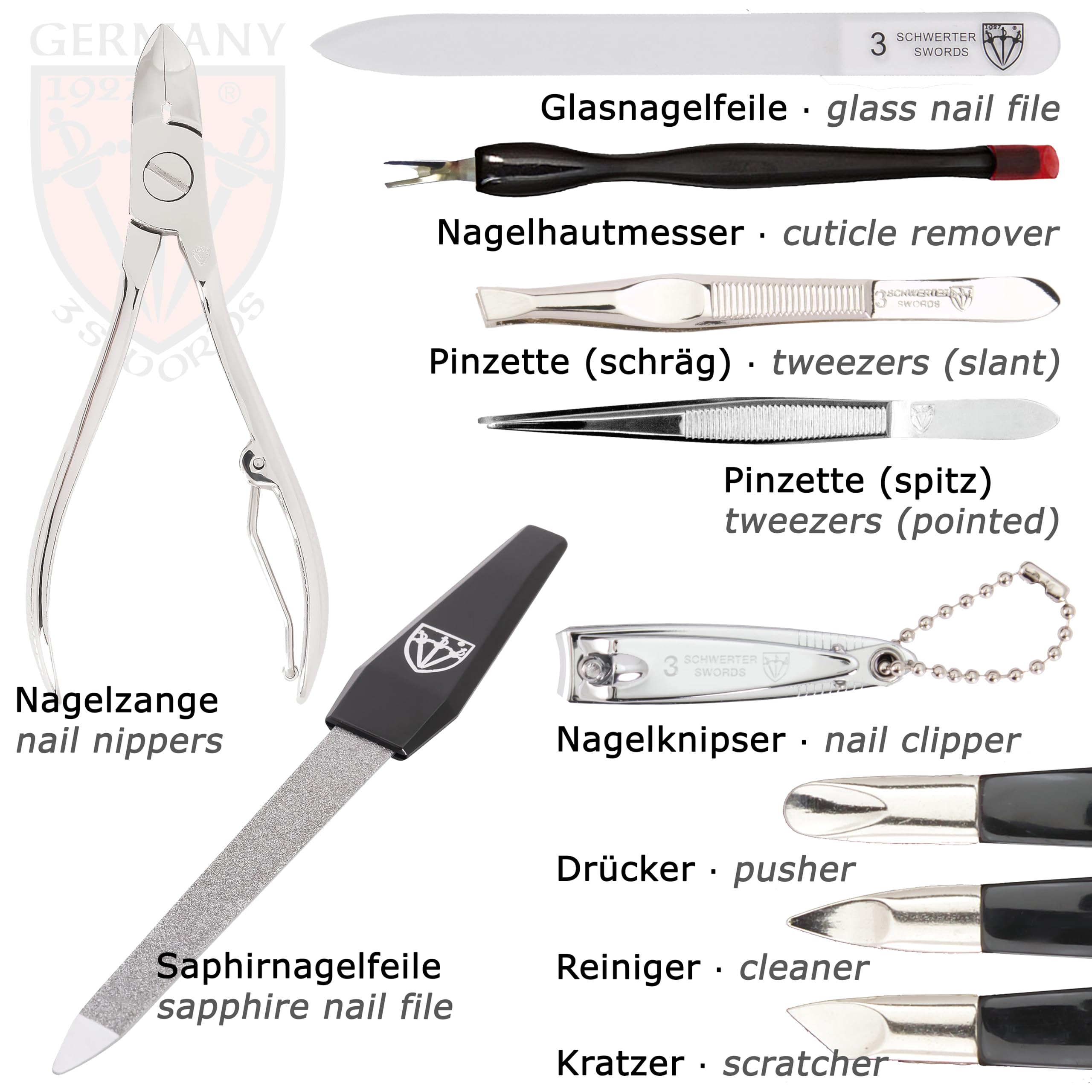 3 Swords Germany sapphire file close-up showing fine and coarse textures for smooth nails.
