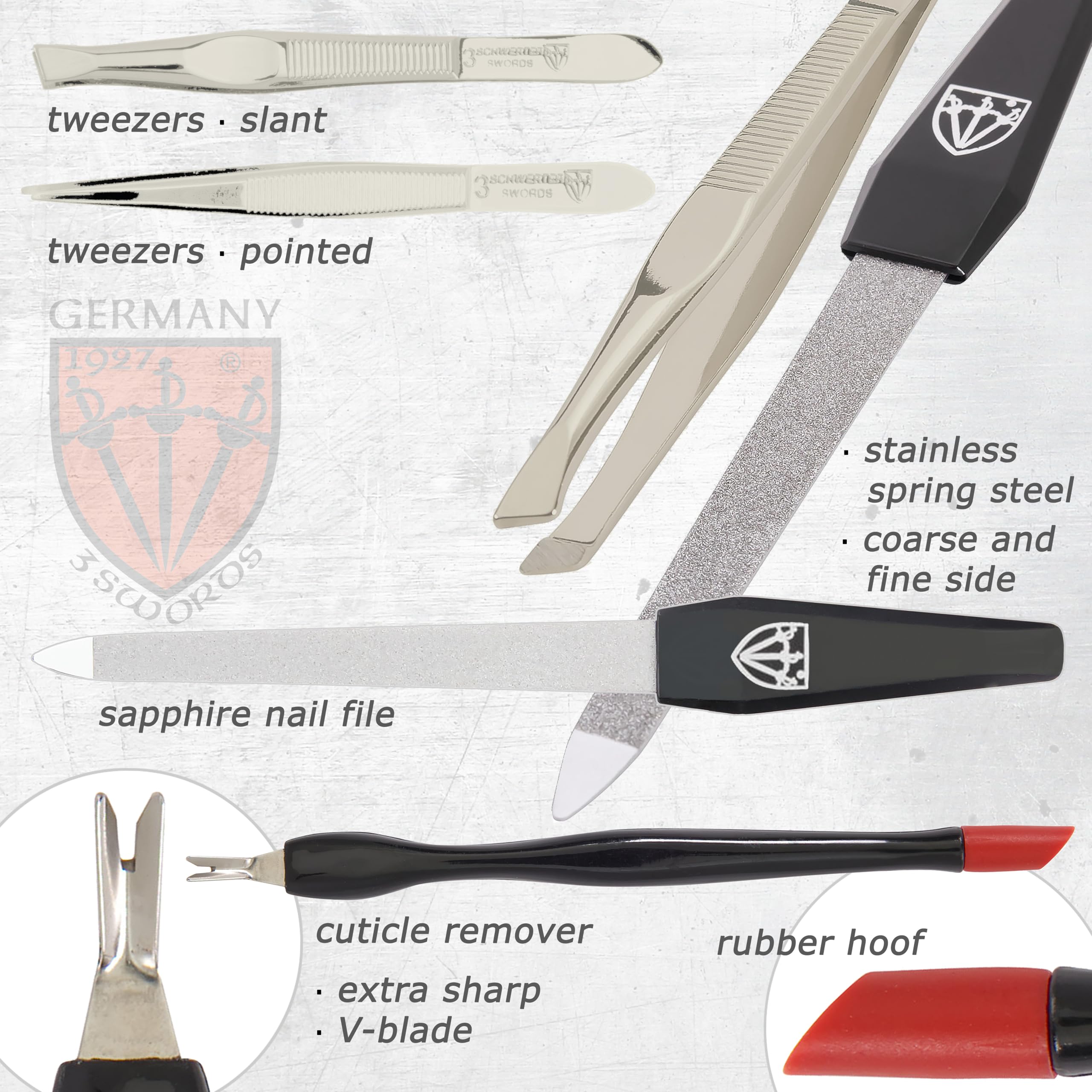 3 Swords Germany sapphire nail file delivers smooth finishes with dual grit options.