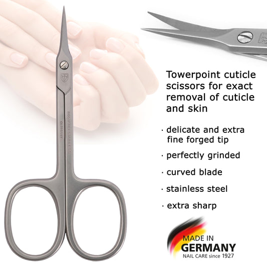 3 Swords Germany towerpoint tip reaches tight spaces for careful cuticle work.