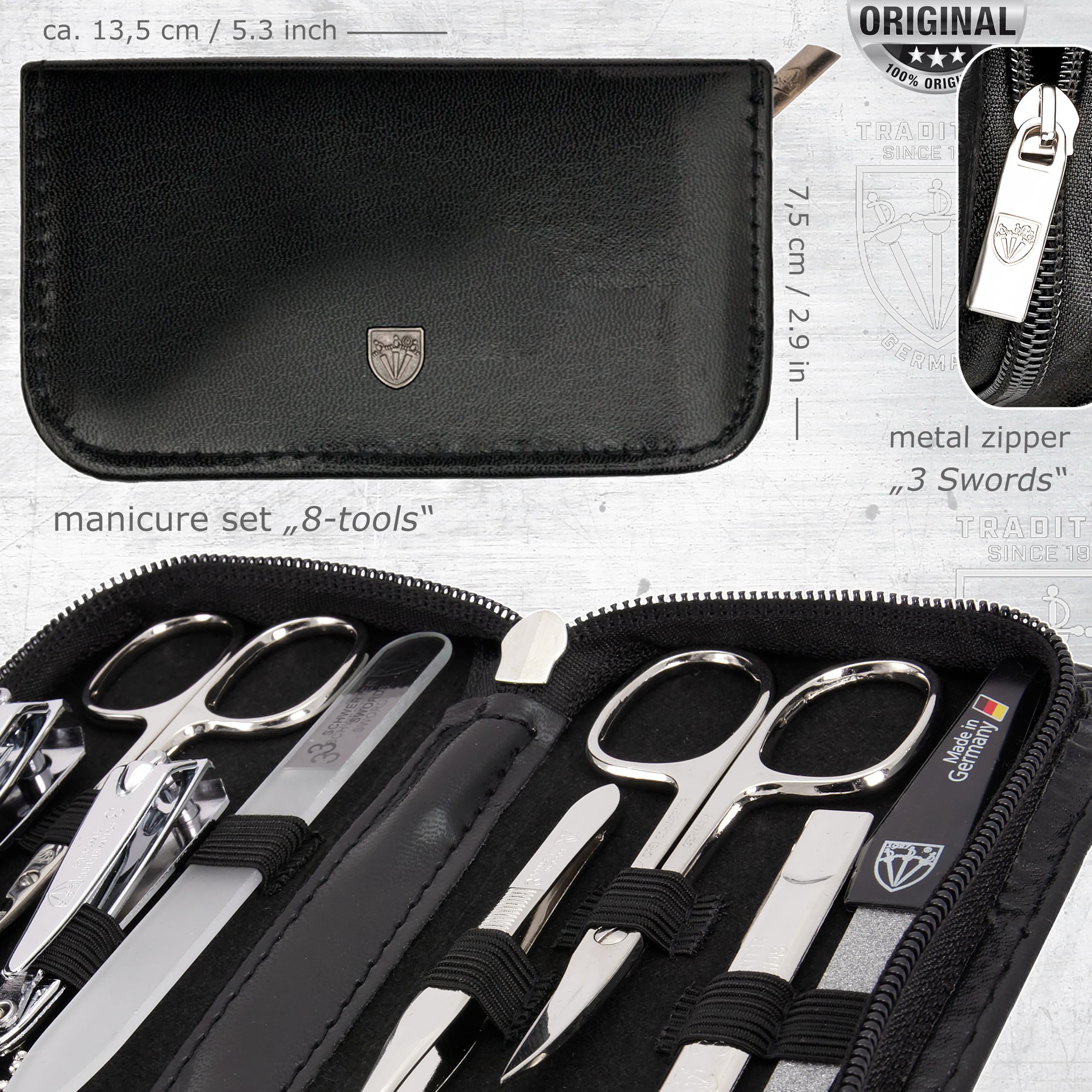 3 Swords Germany tweezers and cleaner for smooth nails and hygiene