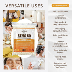 33RD PARALLEL BTMS 50 emulsifier texture demonstrates creamy conditioning for hair and skin