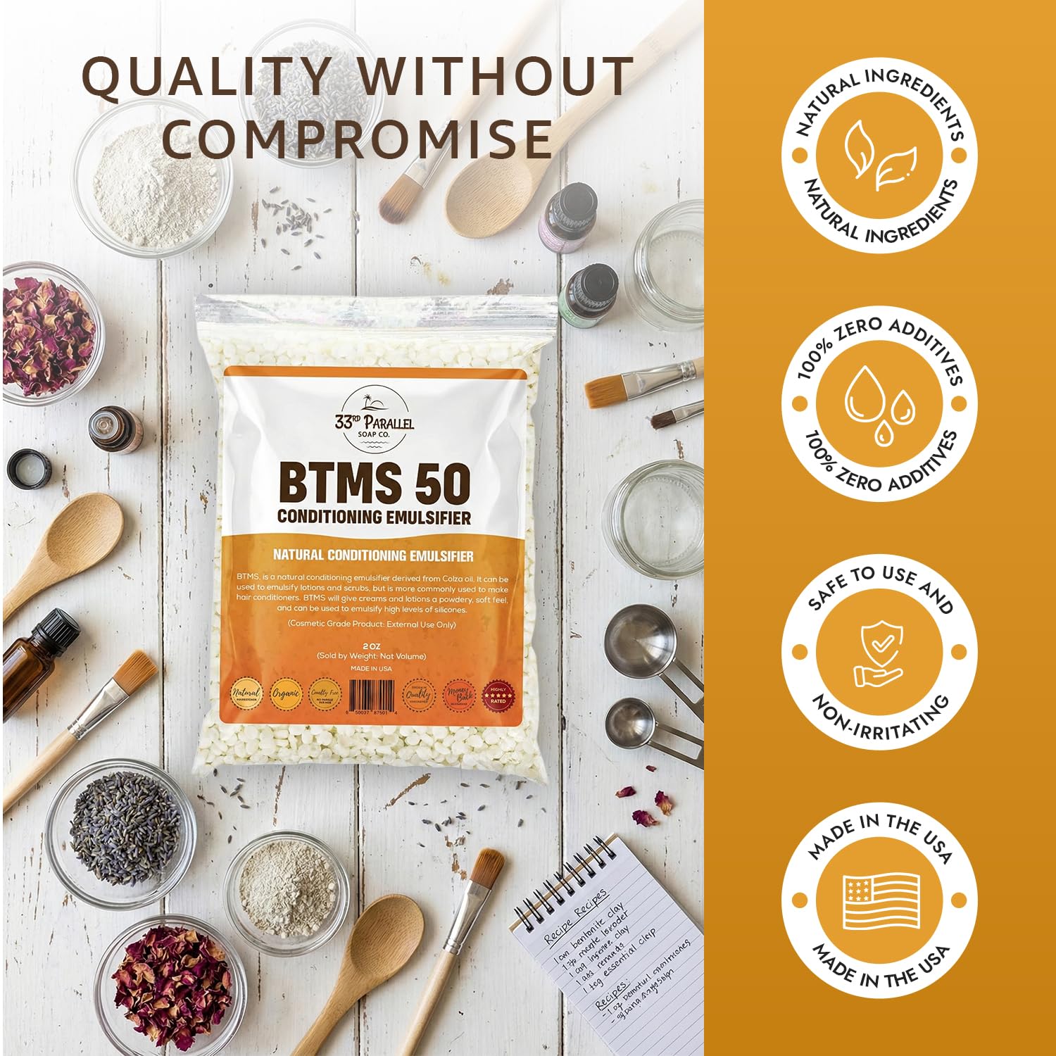 Made in USA: 33RD PARALLEL BTMS 50 meets cosmetic-grade standards