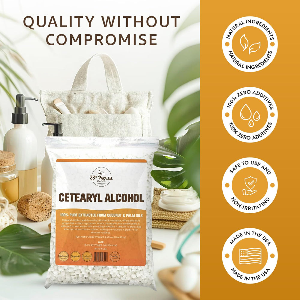 33RD PARALLEL SOAP CO Cetearyl Alcohol improves viscosity in shampoos and conditioners.