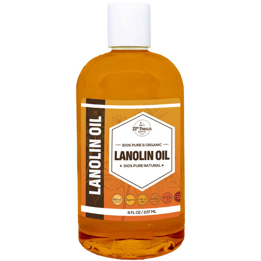 33RD PARALLEL SOAP CO. Lanolin Oil bottle for deep moisturization and everyday protection.