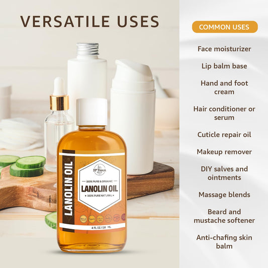 33RD PARALLEL SOAP CO. Lanolin Oil bottle-pour promotes quick, light application.