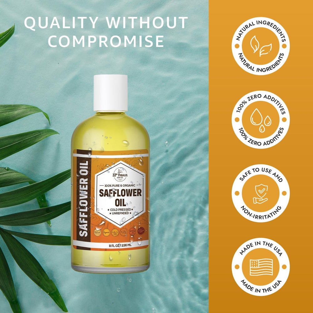 33RD PARALLEL SOAP CO safflower oil for hair-care adds shine and conditioning