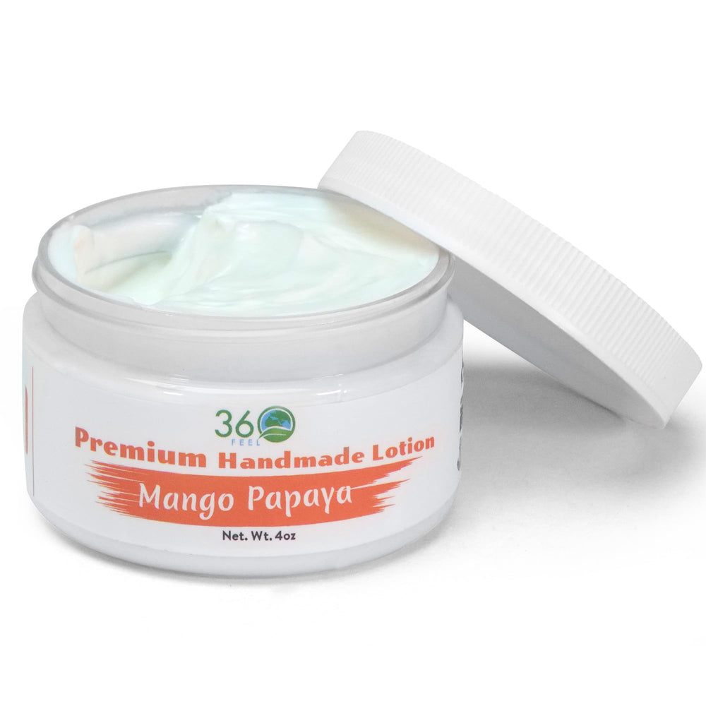 360Feel Mango Papaya Body Lotion bottle for daily hydration on sensitive skin