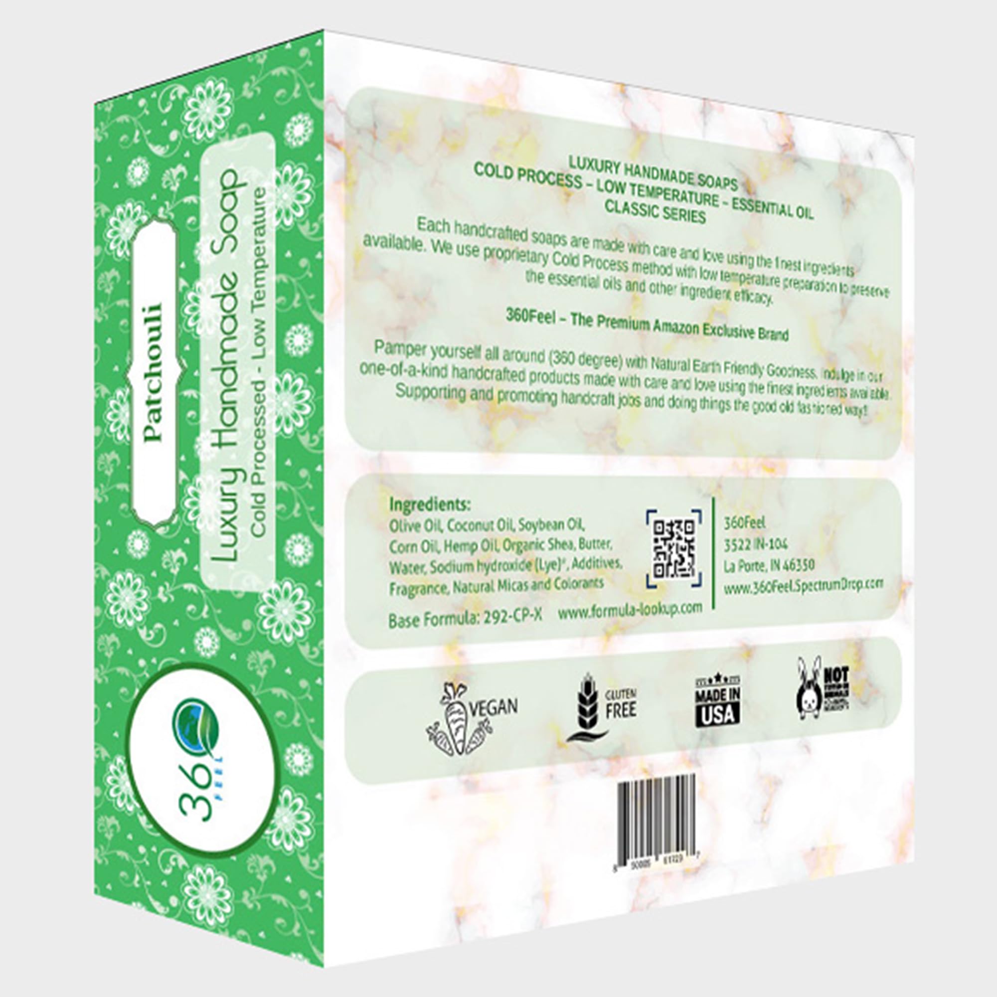 360Feel Patchouli Bar Soap lather rich and creamy