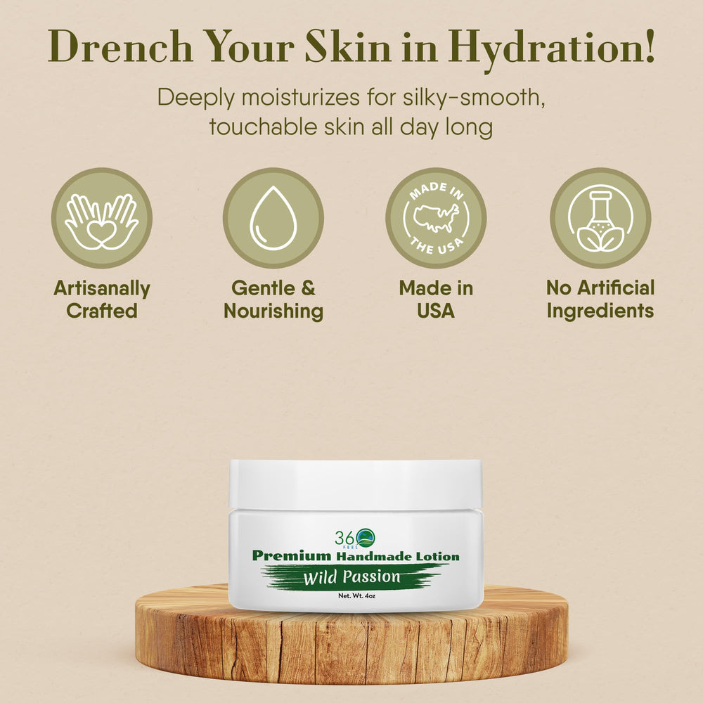 360Feel Wild Passion lotion applied to hand demonstrates quick absorption