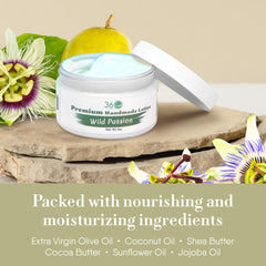 360Feel Wild Passion lotion dispensing image emphasizing easy, mess-free application