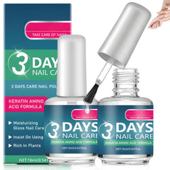 3 Days Nail Care keratin amino acid bottle closeup promotes nourishment for nails.
